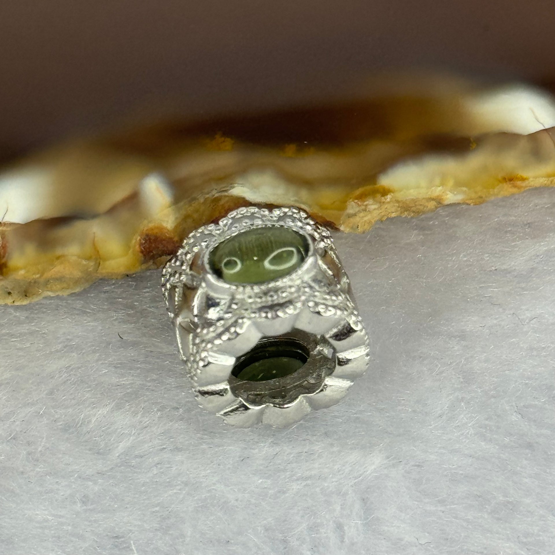 Natural Czech Republic Moldavite Meteorite Crystal in S925 Sliver Bracelet Charm 2.43g 15.1 by 11.9 by 9.4 / 6.7 by 3.8 by 2.0mm - Huangs Jadeite and Jewelry Pte Ltd