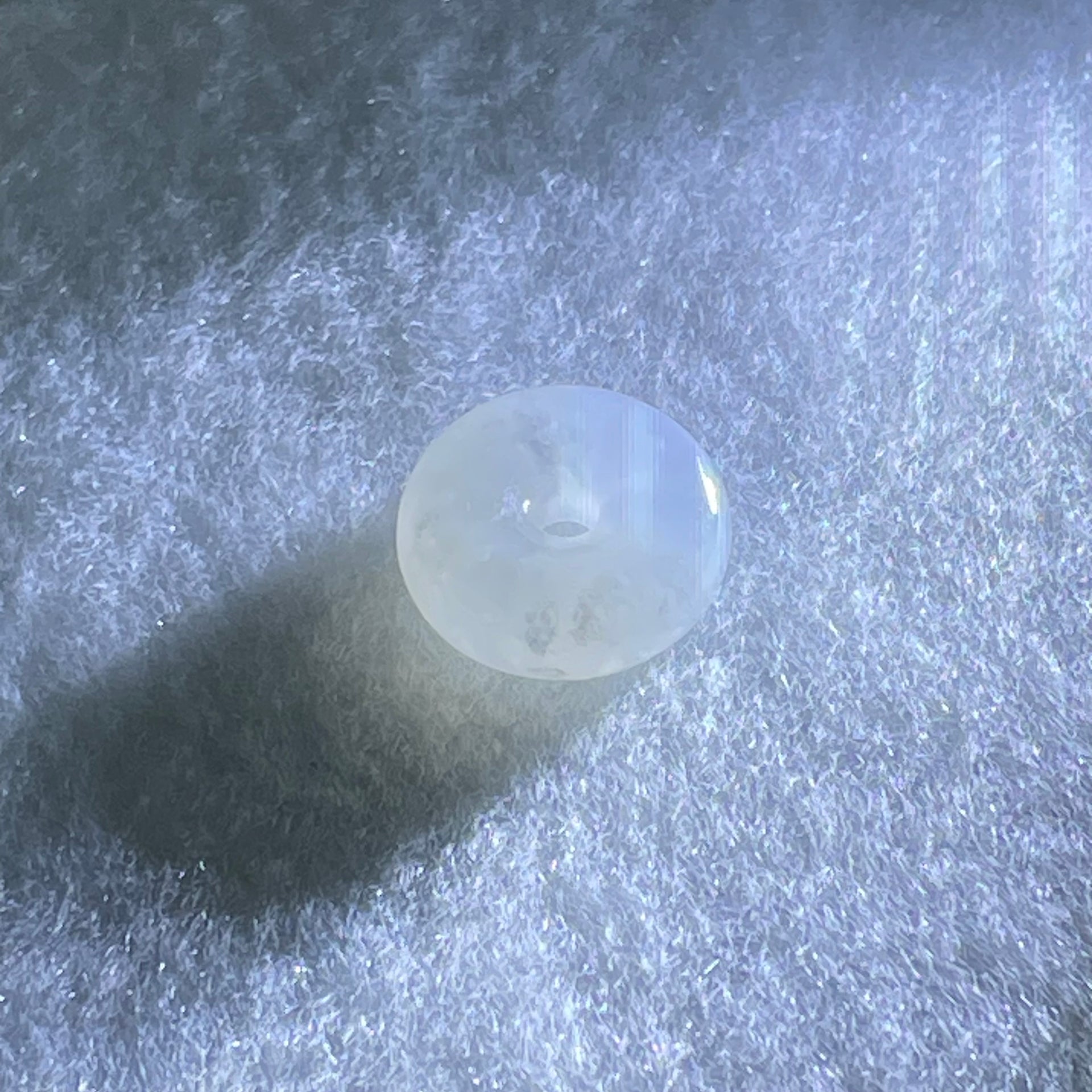 Type A Icy White Jadeite Ping An Kou Donut Charm Pendant 2.22g 14.4 by 5.0mm - Huangs Jadeite and Jewelry Pte Ltd