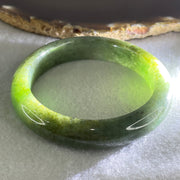 Type A Green with Brown Patches Jadeite Bangle 56.88g Inner Diameter 54.2mm 12.1 by 9.5mm (External and Internal Lines) - Huangs Jadeite and Jewelry Pte Ltd