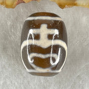 Natural Powerful Tibetan Old Oily Agate Double Nectar Vessel Dzi Bead Heavenly Master (Tian Zhu) 花蜜容器眼天珠 5.57g 17.6 by 12.8mm - Huangs Jadeite and Jewelry Pte Ltd