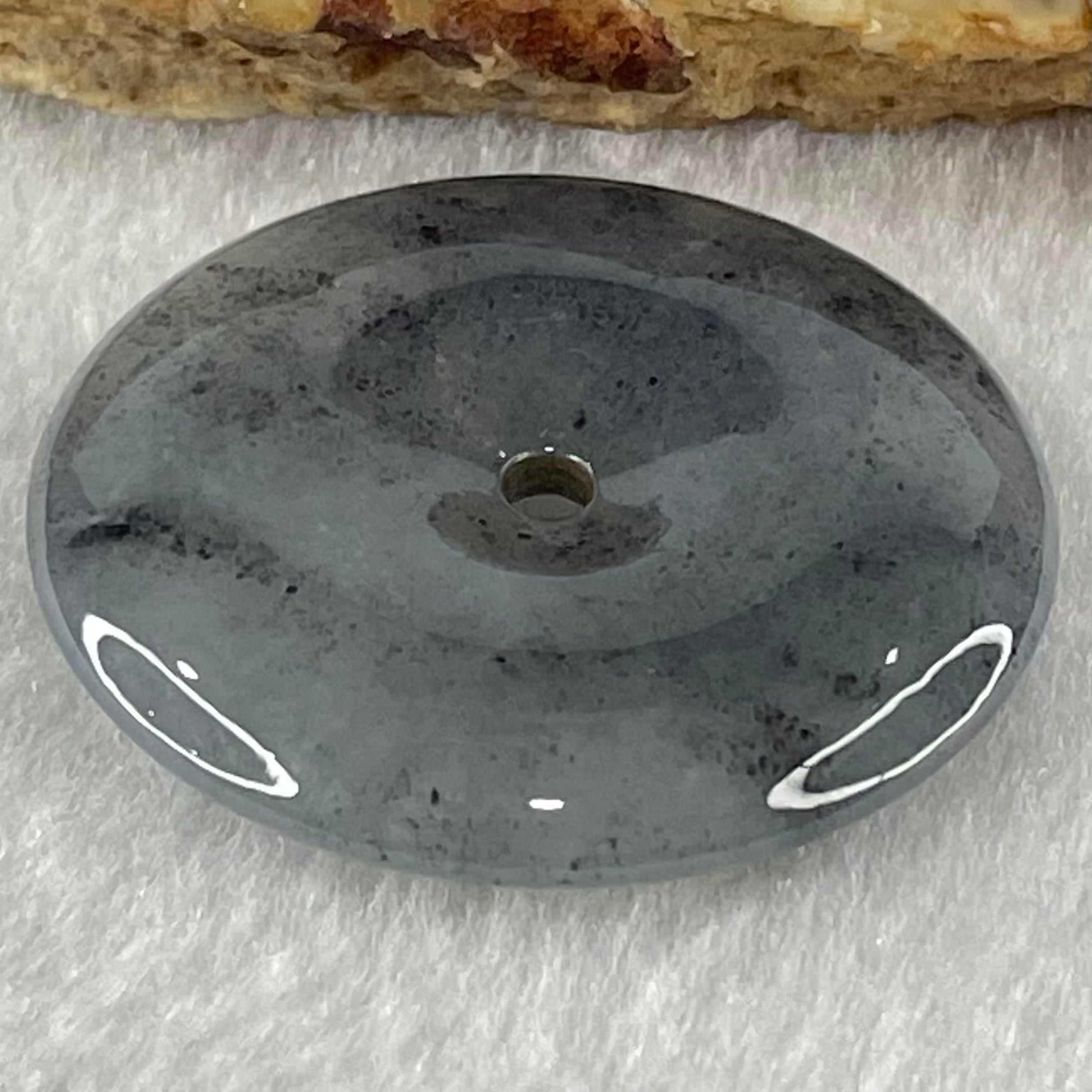 Type A Semi Icy Wuji Grey with Lavender Jadeite Ping An Kou Pendant 14.87g 35.2 by 5.8mm - Huangs Jadeite and Jewelry Pte Ltd