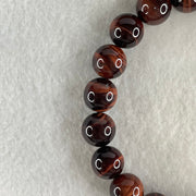 Natural Red Tiger's Eye Quartz Beads Bracelet 28.99g 16cm 10.3mm 19 Beads - Huangs Jadeite and Jewelry Pte Ltd