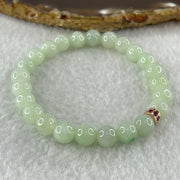 Type A Natural Light Apple Green Jadeite Beads Bracelet 18.06g 15cm 7.8mm 24 Beads - Huangs Jadeite and Jewelry Pte Ltd