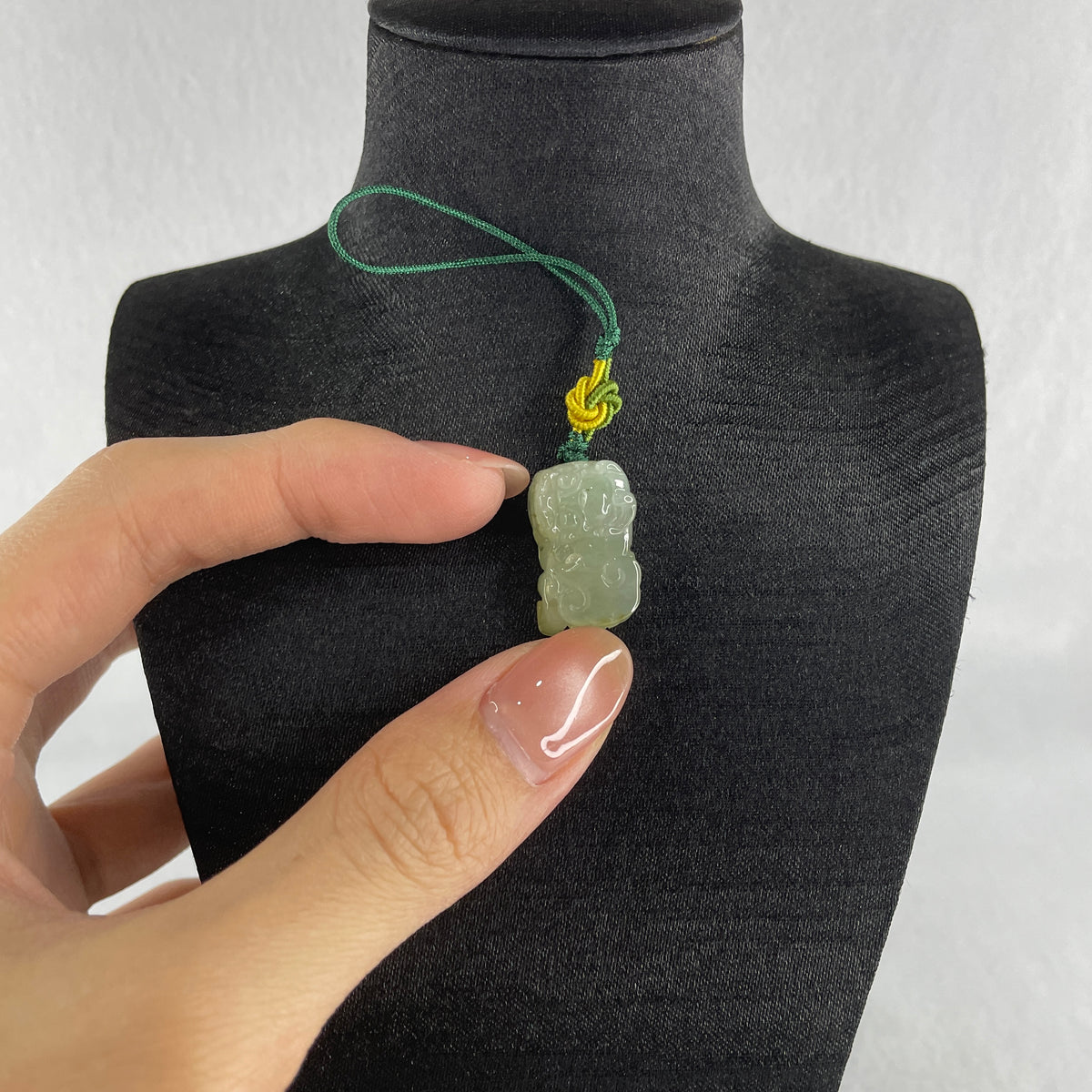 Natural Type A Semi-Icy Green with Brownish Jadeite Pixiu with Ruyi Charm | Wealth Beast & Wish Fulfillment Talisman (4.39g | 21.4 x 12.5 x 7.9mm) - Huangs Jadeite and Jewelry Pte Ltd
