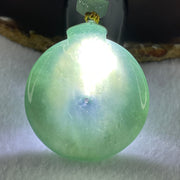 Gold Award Grand Master Type A Icy Bluesish Green Ping An Kou with Mystical Beast Jadeite Pendant 35.90g 43.8 by 8.0mm - Huangs Jadeite and Jewelry Pte Ltd