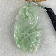 Type A Light Green Lavender with Green Piao Hua Jadeite Double Side Phoenix Pendant 66.18g 72.8 by 39.2 by 13.8mm - Huangs Jadeite and Jewelry Pte Ltd