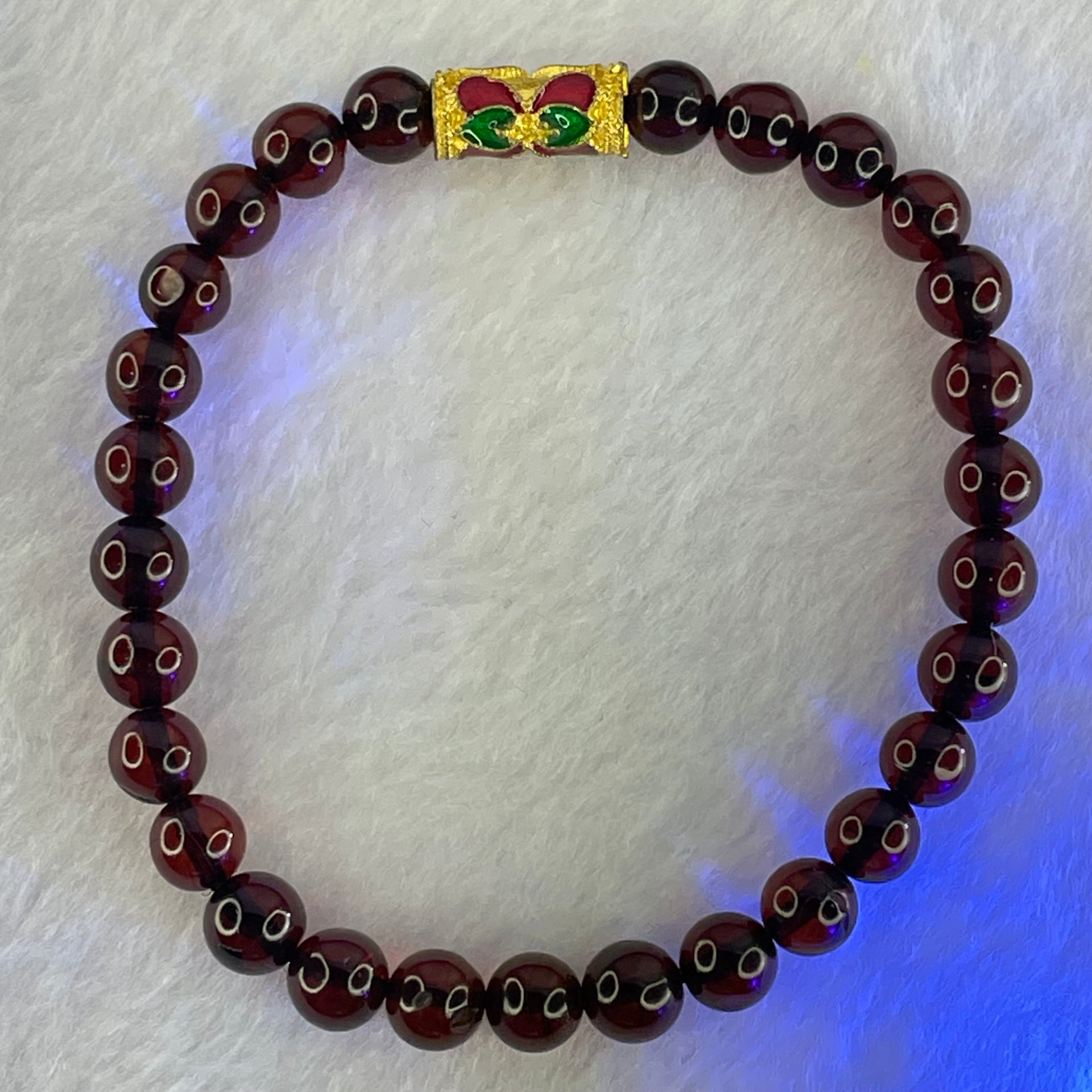 Natural Dark Blood Red Amber Beads Bracelet 天然血珀手链 4.86g 15.5cm 6.2mm 28 Beads - Huangs Jadeite and Jewelry Pte Ltd