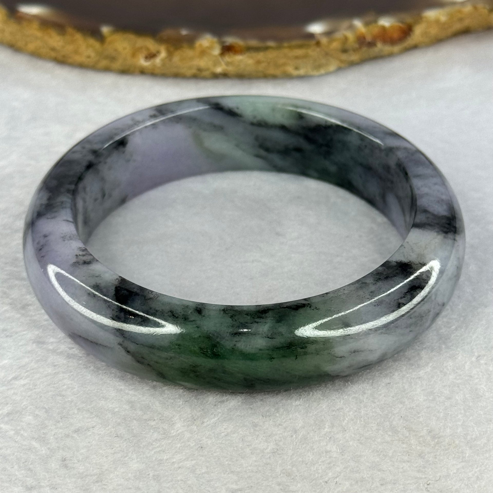 Type A Lavender with Wuji Grey and Green Jadeite Bangle Internal Diameter 56.4mm 78.54g 15.1 by 9.5mm (Very Slight Internal Line) - Huangs Jadeite and Jewelry Pte Ltd