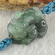 Type A Blueish Green with Wuji Black Grey Piao Hua Jadeite Male Pixiu String Bracelet 3.82g 15cm 17.7 by 13.2 by 9.6mm - Huangs Jadeite and Jewelry Pte Ltd