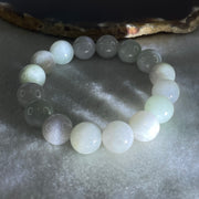 Type A Light Green with Slight Light Lavender Jadeite Beads Bracelet 47.83g 15cm 12.1mm 16 Beads - Huangs Jadeite and Jewelry Pte Ltd