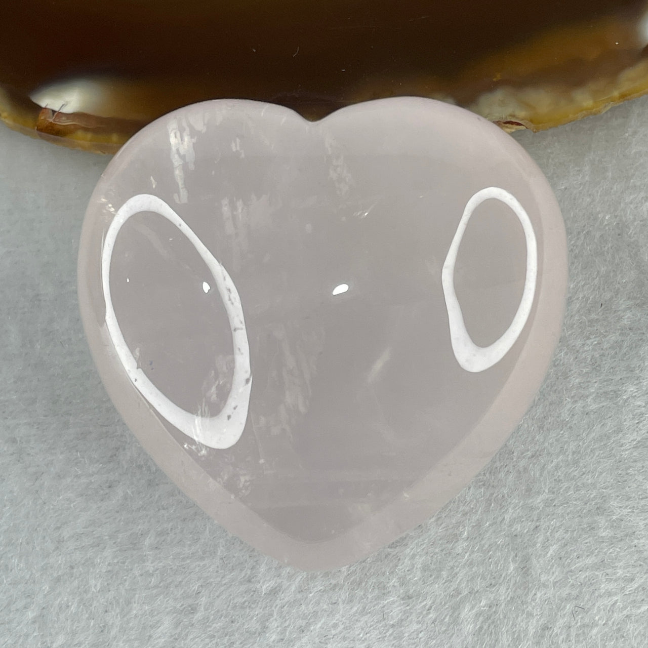 Average Grade Natural Rose Quartz Heart Shape Display 68.76g 43.2 by 44.9 by 25.4mm