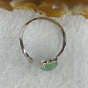 Natural Type A Semi Icy Blueish Green Jadeite Oval Shape Cabouchon in S925 Silver Cat Ring (Adjustable Size) 1.76g 6.3 by 8.0 by 3.5mm - Huangs Jadeite and Jewelry Pte Ltd