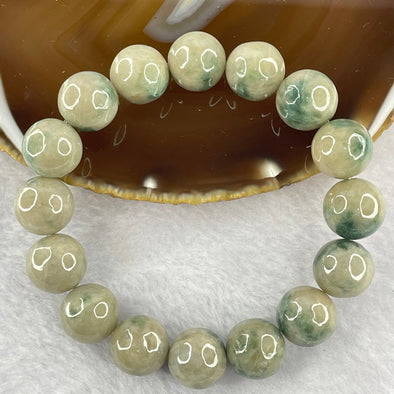 Type A Yellowish Green with Blueish Green Flora Piao Hua Bracelet 16 beads 13.9mm 70.96g - Huangs Jadeite and Jewelry Pte Ltd