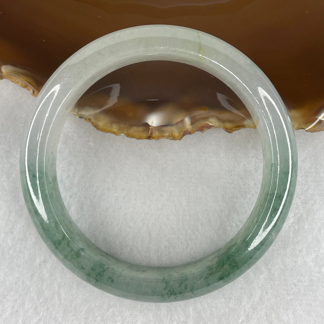 Certified Type A Light Green with Blueish Green Piao Hua Jadeite Bangle | Untreated Floating Flower Fei Cui Bangle (56.21g | Inner Diameter 53.5mm | 13.6 x 8.0mm) (Very Slight Internal Line)