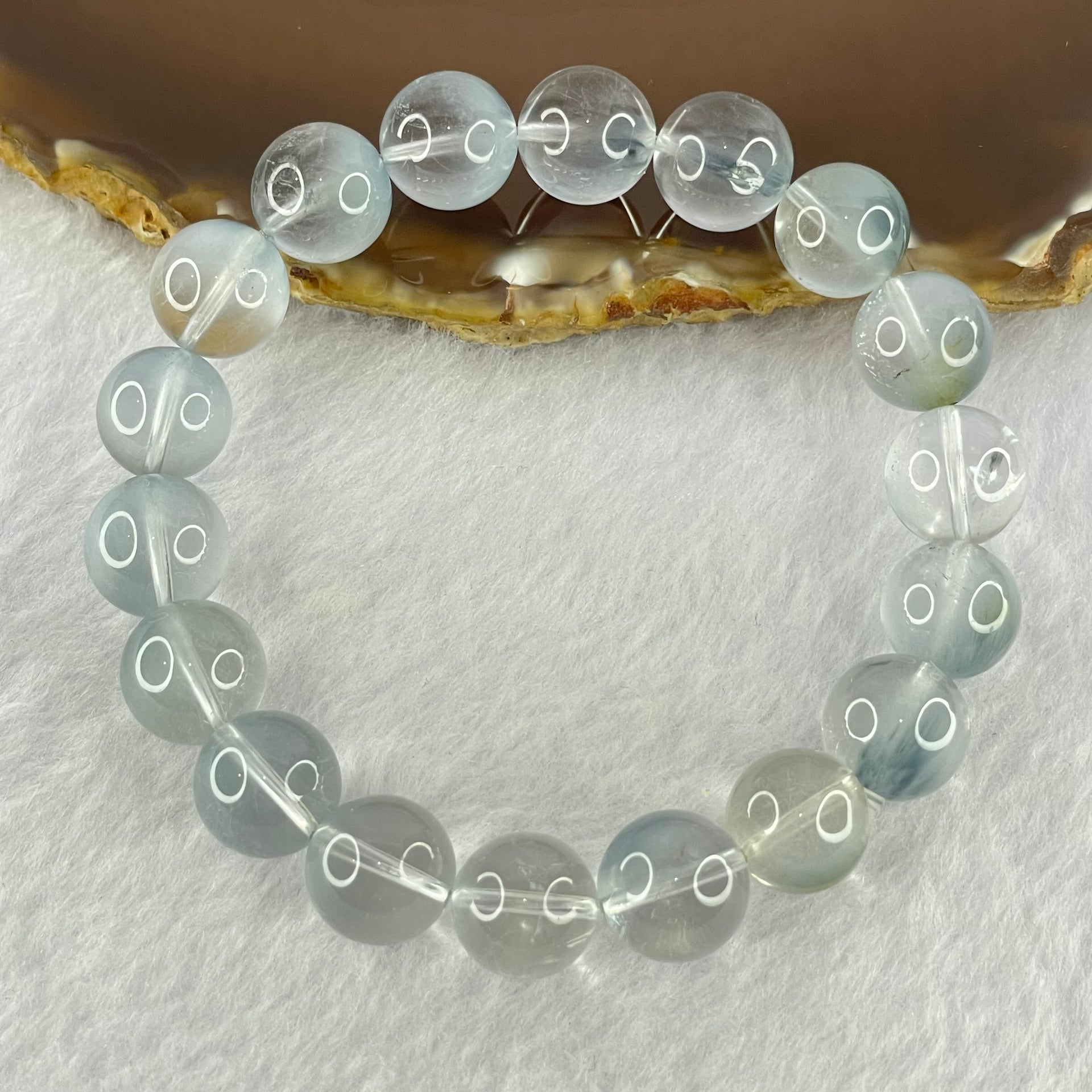 Good Grade Natural Blue Rutilated Quartz Bracelet 41.28g 18.5cm 12.0mm 18 Beads - Huangs Jadeite and Jewelry Pte Ltd