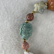 Certified Natural Alashan Agate Pink Starfish with Fish and Crab Bracelet 32.110g 16.5cm 15.1 by 17.1 by 14.6mm - Huangs Jadeite and Jewelry Pte Ltd