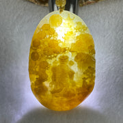 Grand Master Type A Yellowish with Light Green Patches Jadeite Cai Shen Ye God Of Fortune on Shan Shui with Gui Ren Pendant 75.70g 77.0 by 51.1 by 10.0mm - Huangs Jadeite and Jewelry Pte Ltd
