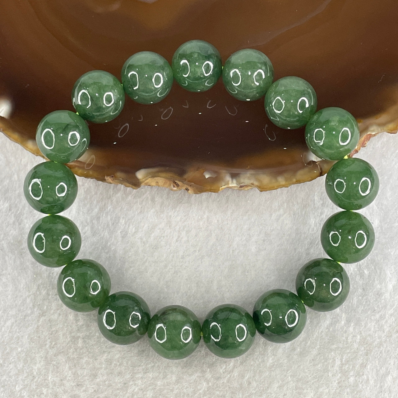 Burmese Type A Jade Jadeite Bracelet 56.12g 12.5 mm * 17 beads - Huangs Jadeite and Jewelry Pte Ltd
