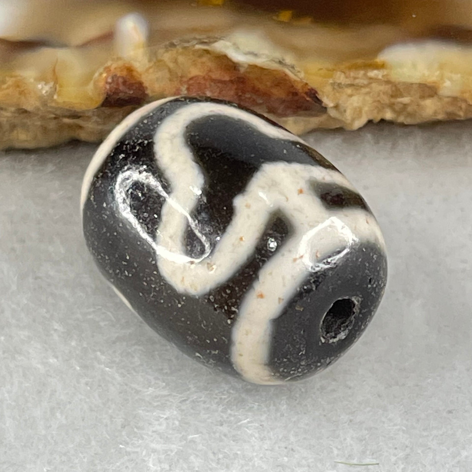 Natural Powerful Tibetan Old Oily Agate Double Bodhi Tree Dzi Bead Heavenly Master (Tian Zhu) 菩提树天珠 4.85g 17.5 by 13.5mm - Huangs Jadeite and Jewelry Pte Ltd