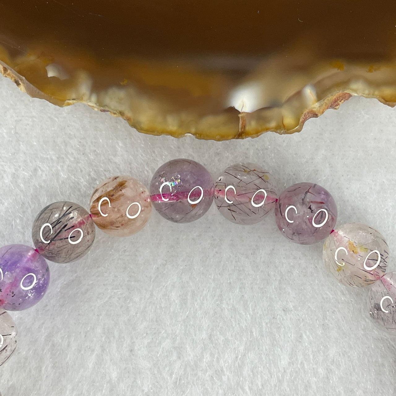 Certified Above-Average Grade Natural Super 7 Crystal Beads Bracelet | Fluid High-Clarity Showcase Strand | Authentic Sacred Seven Multi-Mineral Inclusions Quartz Spiritual Catalyst & Auric Shield Bracelet (21.99g | 15.5cm Length | 9.4mm | 21 Beads)