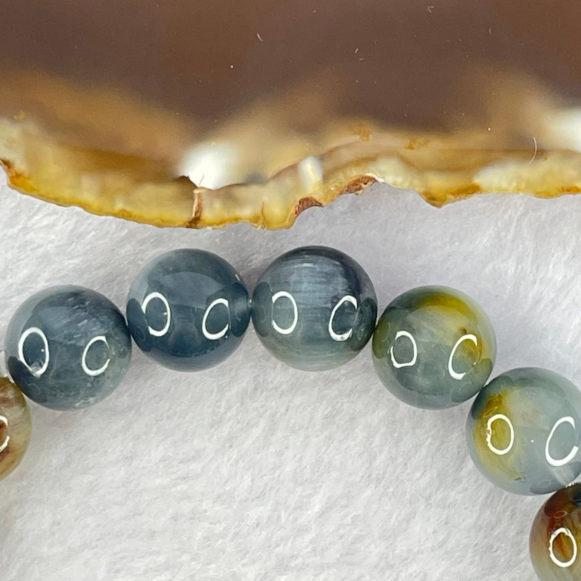 Good Grade Natural Blue Rutilated Quartz Bracelet 34.89g 17cm 11.3mm 18 Beads - Huangs Jadeite and Jewelry Pte Ltd