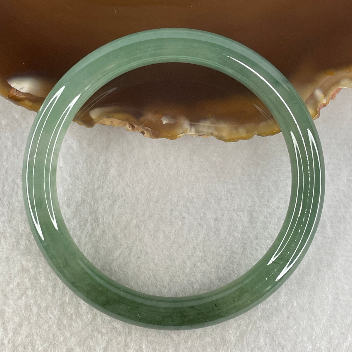 Certified Natural Type A Jelly Dark Blueish Green Jadeite Full Round Bangle | 52.0mm Inner Diameter (27.37g | 7.5x7.4mm | Throat & Heart Chakra Harmony, Serene Focus & Protection Shield)(Very Very Slight Internal Line) - Huangs Jadeite and Jewelry Pte Ltd