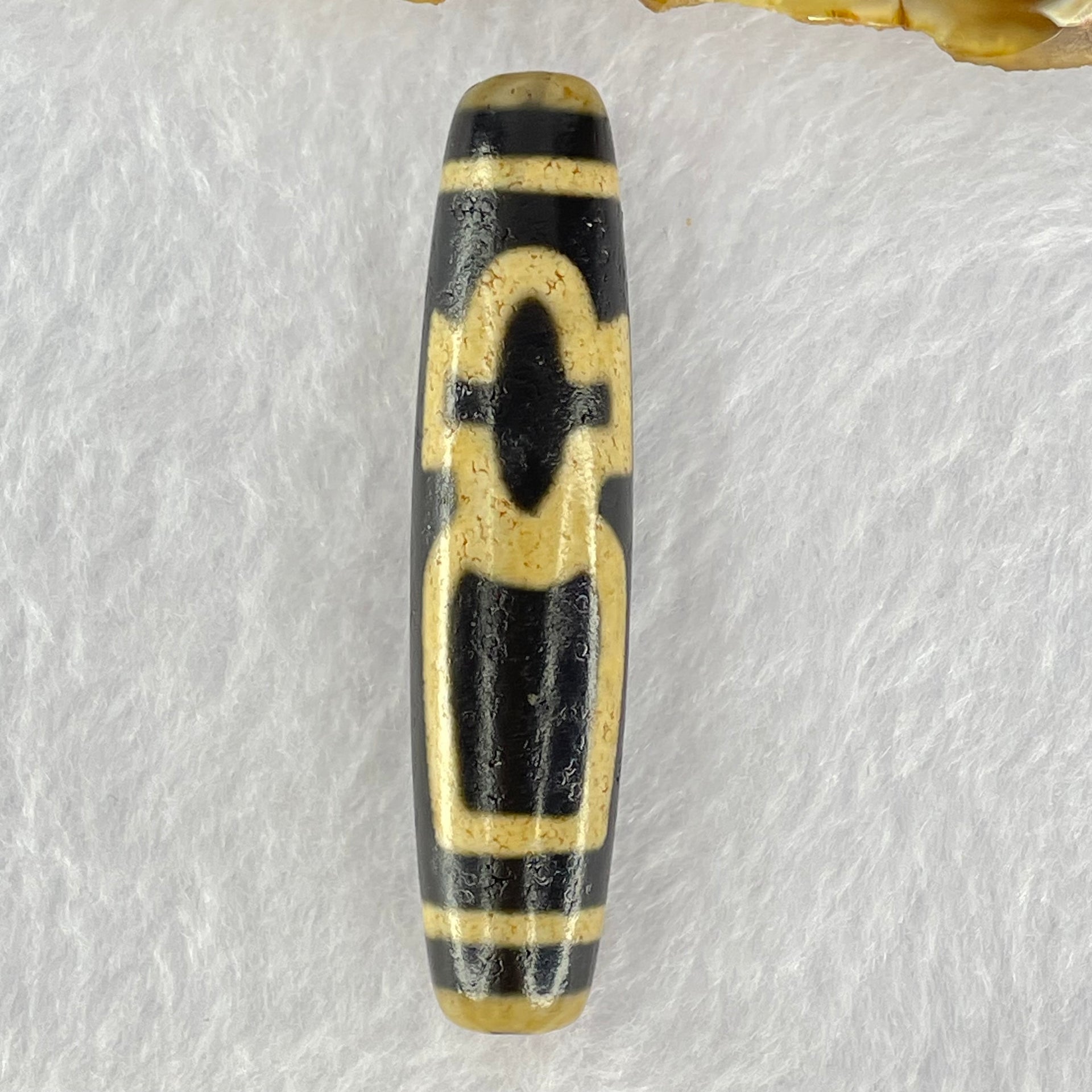 Natural Powerful Tibetan Old Oily Agate Cai Shen with Moon Sun Star Dzi Bead Heavenly Master (Tian Zhu) 财神长天珠 16.88g 58.3 by 13.6mm - Huangs Jadeite and Jewelry Pte Ltd