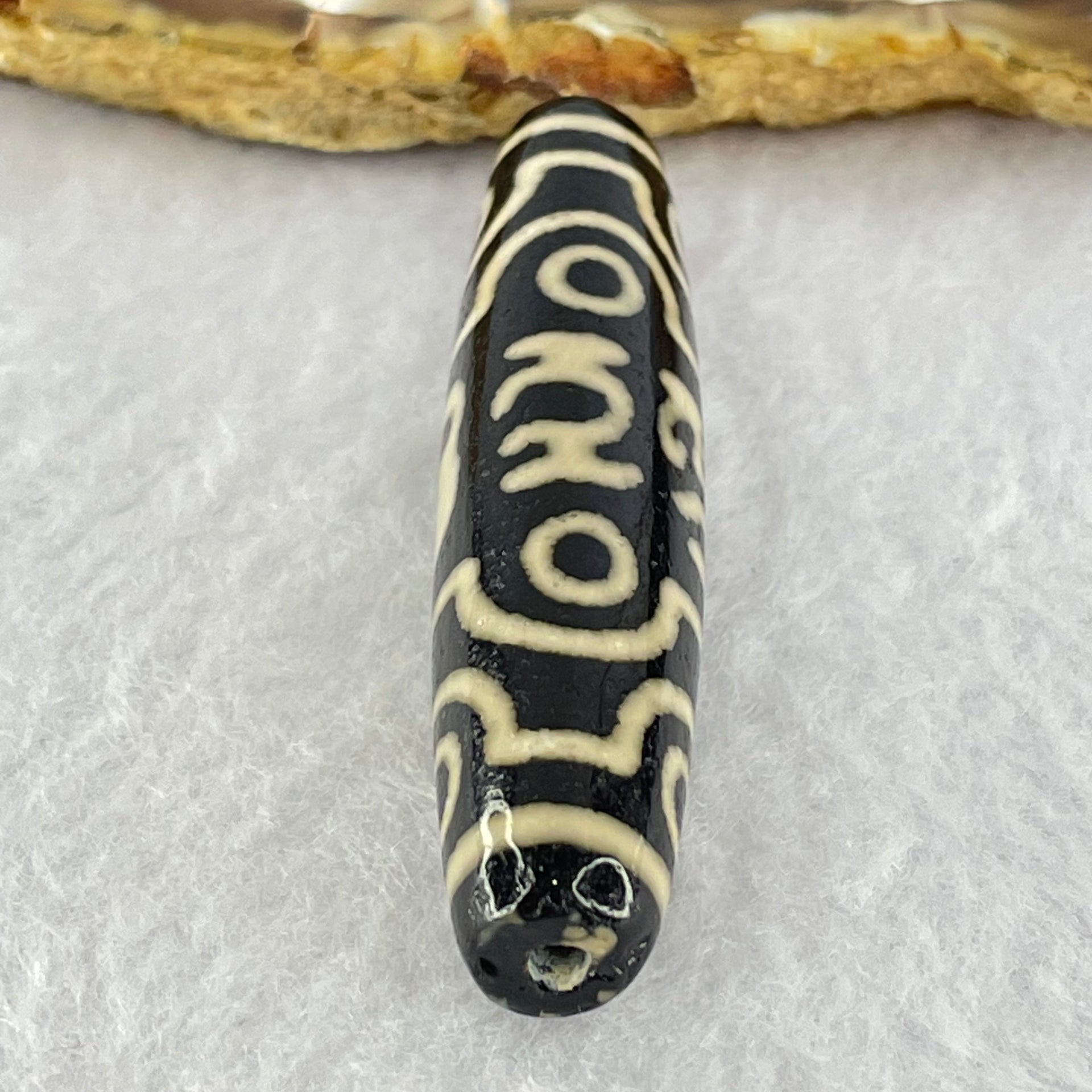 Natural Powerful Tibetan Old Oily Agate 8 Eyes Om Mani Padme Hum Dzi Bead Heavenly Master (Tian Zhu) 六字箴言八眼天珠 15.10g 58.7 by 12.8mm - Huangs Jadeite and Jewelry Pte Ltd