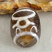 Natural Powerful Tibetan Old Oily Double Agate Cai Shen Dzi Bead Heavenly Master (Tian Zhu) 财神长天珠 4.62g 17.5 by 13.1mm - Huangs Jadeite and Jewelry Pte Ltd