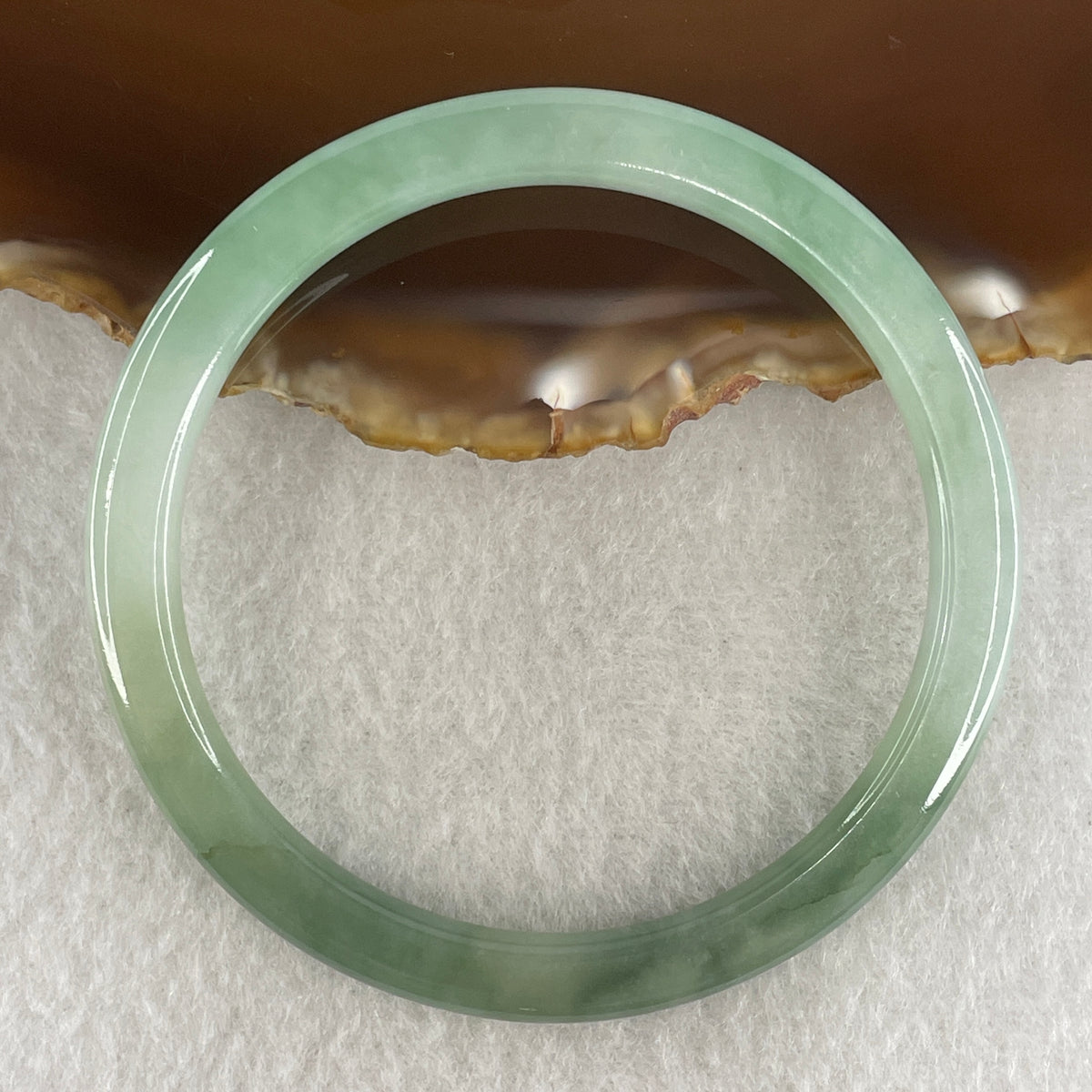 Natural Type A Light Green with Blueish Green Jadeite Flat Ding Dang Bangle 19.59g Inner Diameter 55.2mm 5.1 by 6.9mm (Perfect) - Huangs Jadeite and Jewelry Pte Ltd