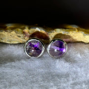 Good Grade Natural Super 7 S925 Sliver Earrings 2.21g 8.3 by 5.2mm - Huangs Jadeite and Jewelry Pte Ltd