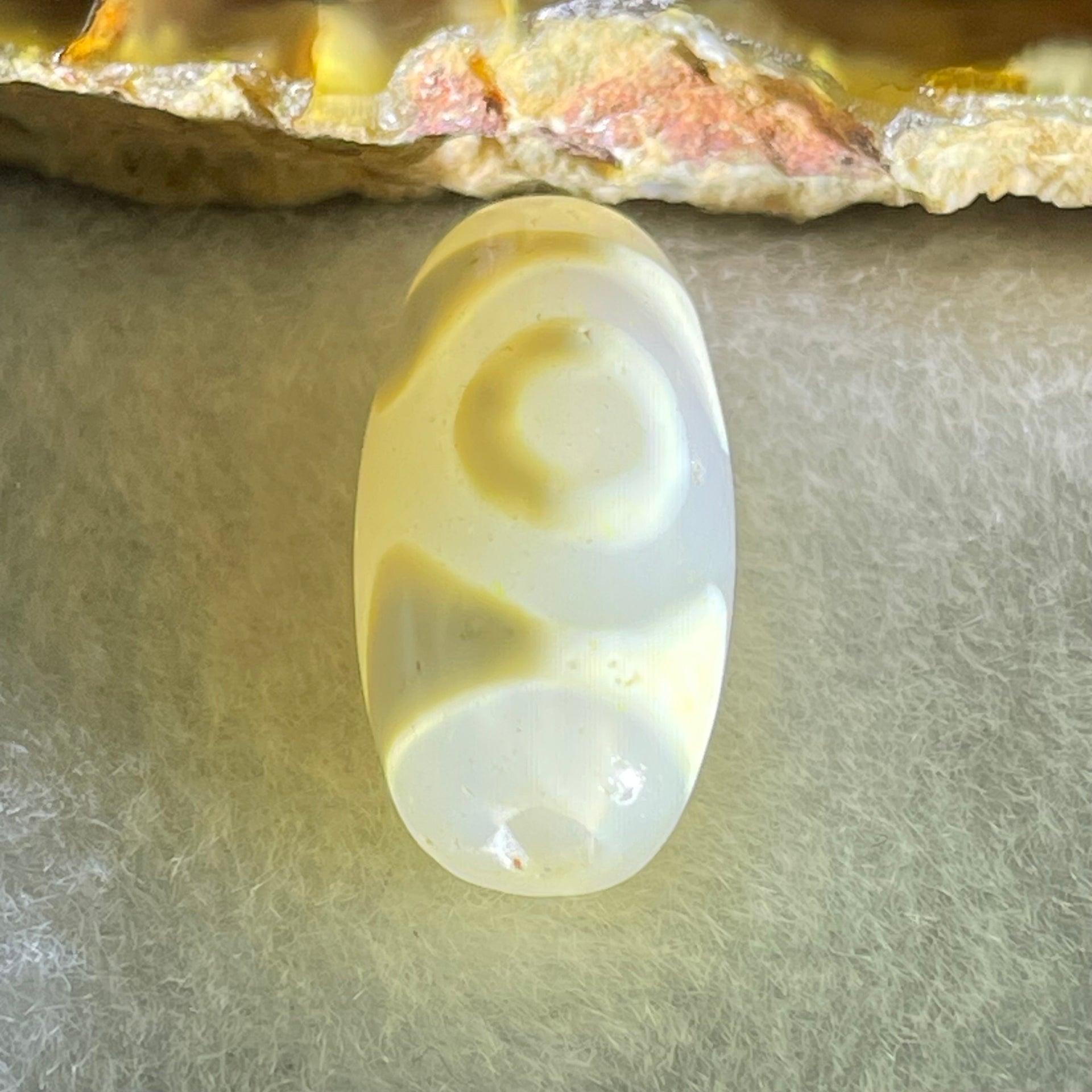 Natural Powerful Tibetan Old Oily Agate 3 Eyes Dzi Bead Heavenly Master (Tian Zhu) 三眼天诛 2.83g 19.9 by 10.0mm - Huangs Jadeite and Jewelry Pte Ltd