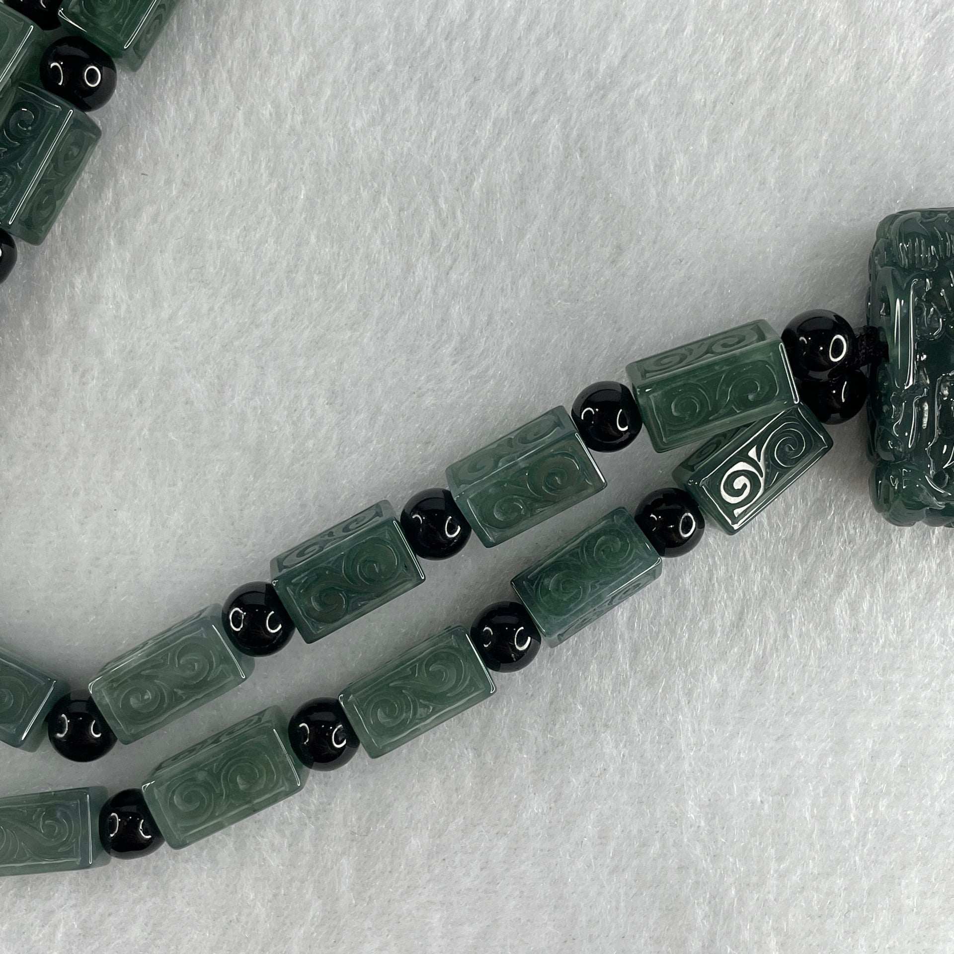 Type A Jelly Blueish Green Jadeite 9 Dragon Double Side Pendant 121.51g 62.8 by 28.9 by 11.5mm - Huangs Jadeite and Jewelry Pte Ltd