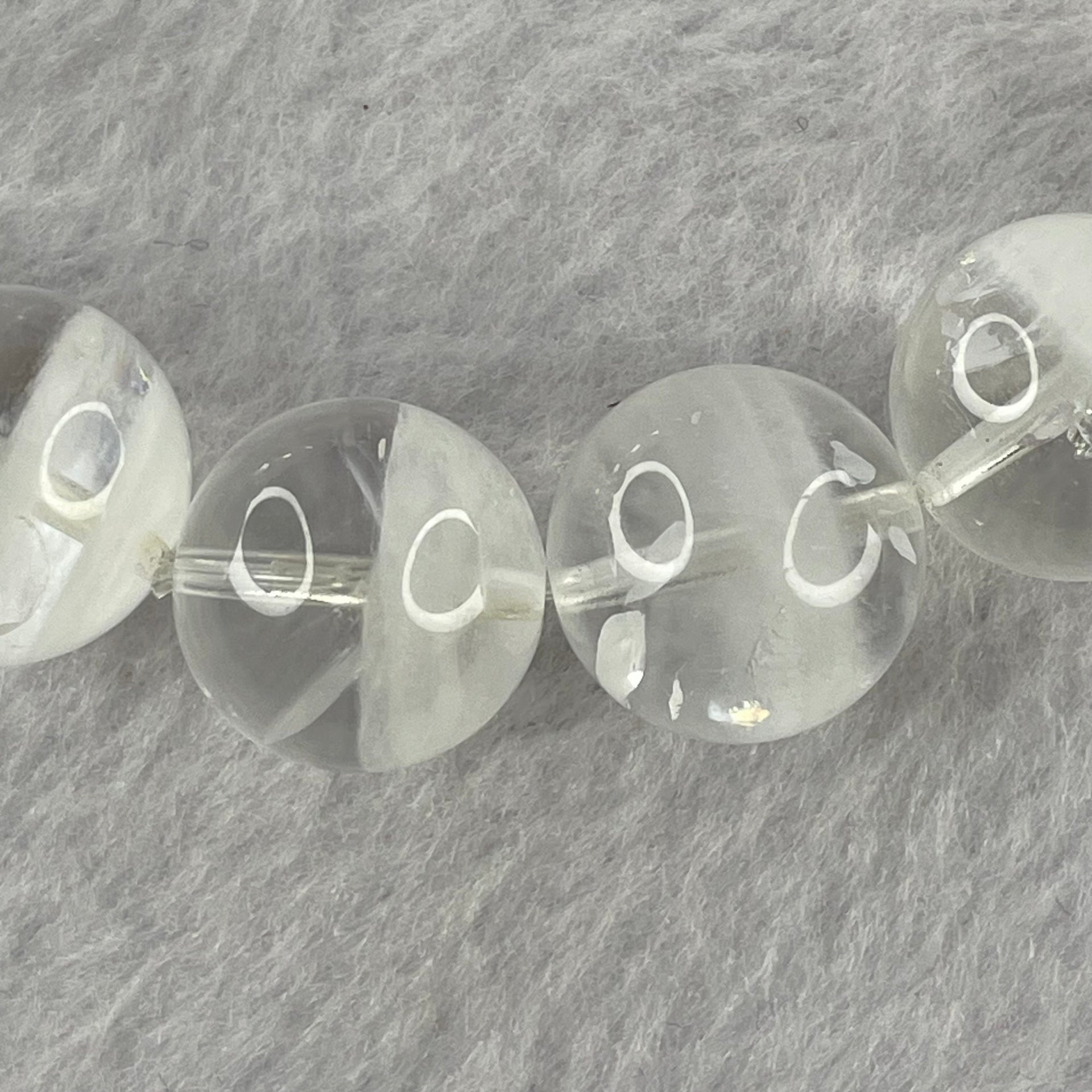 Natural White Phantom Quartz Beads Bracelet 68.81g 20cm 14.8mm 16 Beads - Huangs Jadeite and Jewelry Pte Ltd