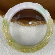 Type A Brownish Green with Lavender Jadeite Prosperity Flowers Bangle 64.22g Internal Diameter 54.6mm 14.2 by 10.3mm (Very Fine Internal Line) - Huangs Jadeite and Jewelry Pte Ltd