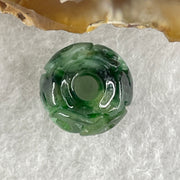 Natural Type A Lao Keng Old Mine Green with Light Green Jadeite Flora Carving Bead Charm 1.37g 11.4mm - Huangs Jadeite and Jewelry Pte Ltd
