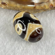 Natural Powerful Tibetan Old Oily Dark Brown With White Agate 3 Eyes Dzi Bead Heavenly Master (Tian Zhu) 三眼天诛 5.26g 19.3 by 13.8mm - Huangs Jadeite and Jewelry Pte Ltd
