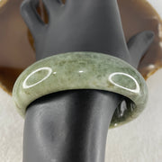 Natural Type A Green with Yellowish Green Piao Hua Jadeite Bangle | (64.81g | 53.1mm ID | 16.9 x 7.8mm | Very Very Slight External Rough |Golden Abundance & Lifelong Protection Anchor, Prosperity & Executive Bangle) - Huangs Jadeite and Jewelry Pte Ltd