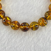 Natural Brownish Yellow Flower Amber Beads Bracelet 12.85g 17.5cm 10.8mm 19 Beads - Huangs Jadeite and Jewelry Pte Ltd