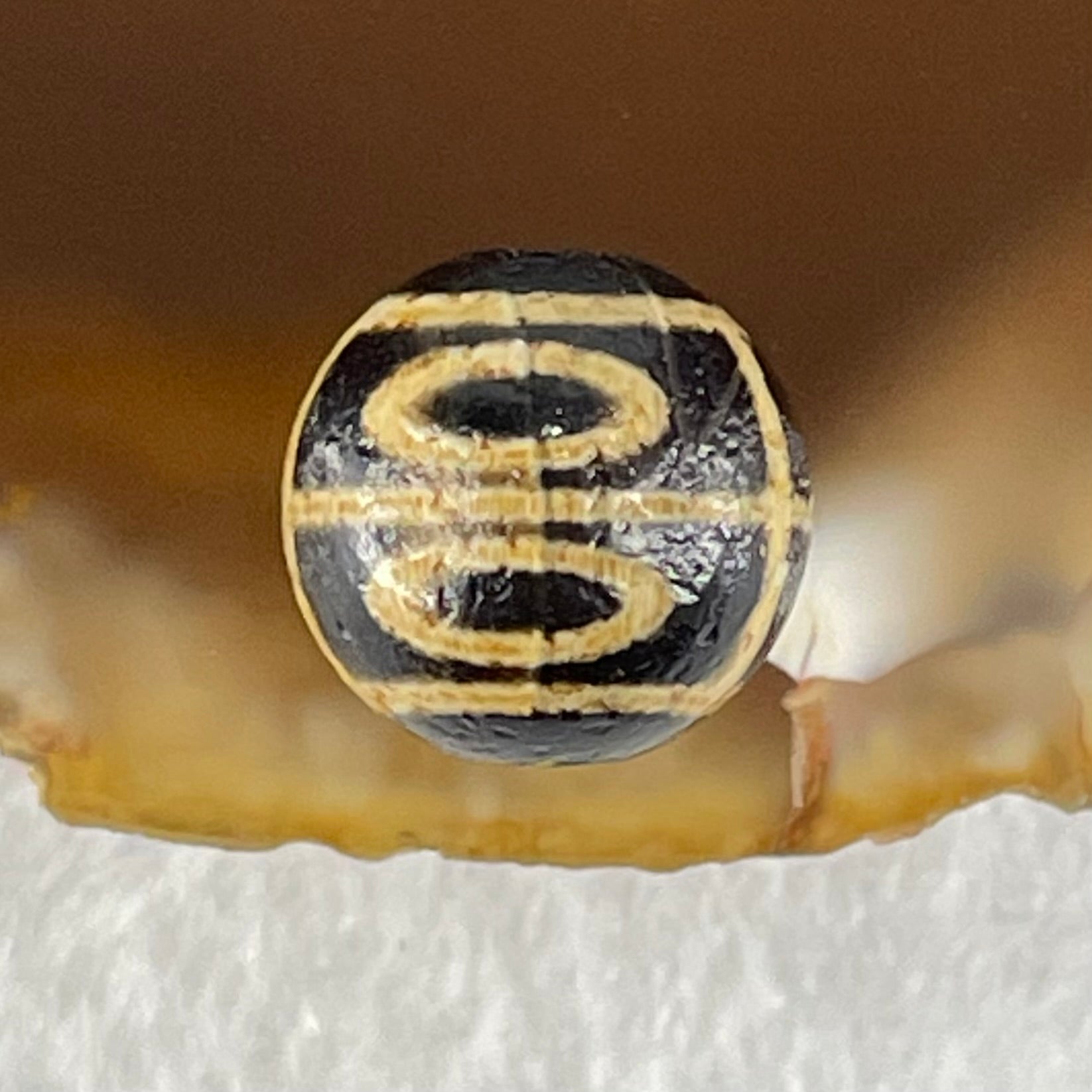 Natural Powerful Tibetan Old Oily Agate 4 Eyes Dzi Bead Heavenly Master (Tian Zhu) 四眼天诛 1.47g 10.1 by 10.3mm - Huangs Jadeite and Jewelry Pte Ltd