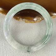 Type A Light Green with Green piao Hua Floral Jadeite Bangle 54.80g Inner Diameter 55.9mm 10.2 by 10.6mm (Internal Lines) - Huangs Jadeite and Jewelry Pte Ltd