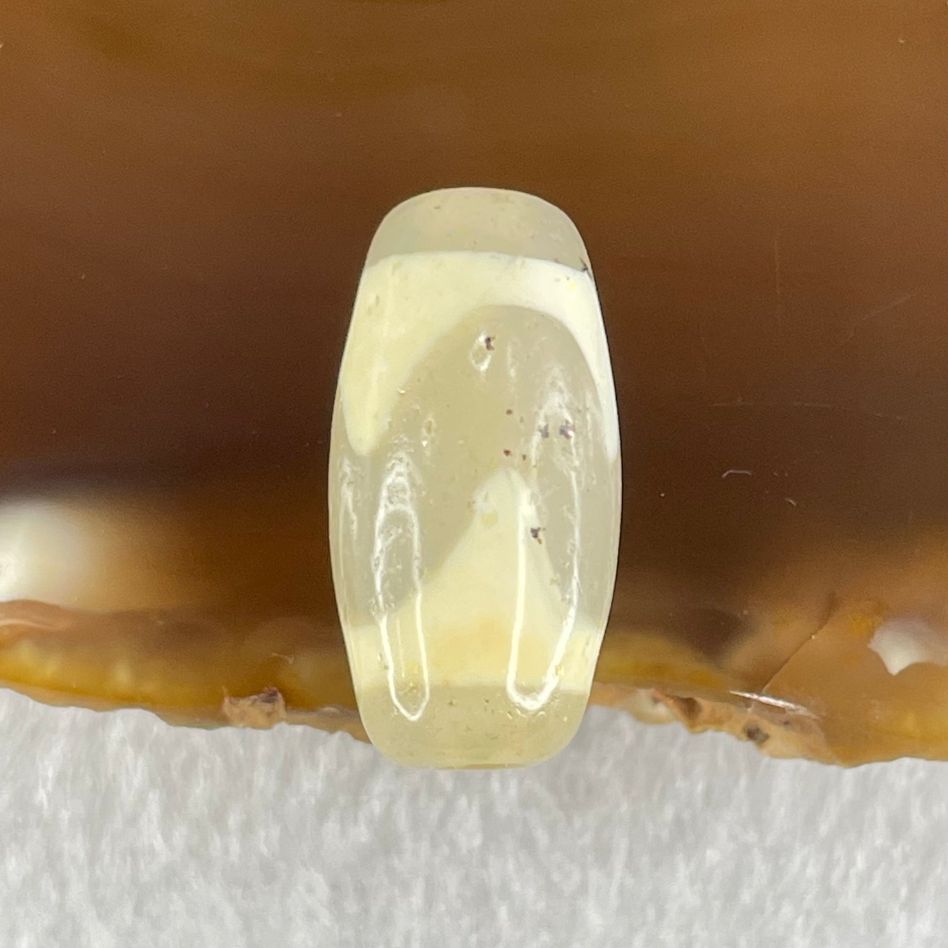 Natural Powerful Tibetan Old Oily Agate Tiger Tooth Daluo Dzi Bead Heavenly Master (Tian Zhu) 虎呀天诛 2.82g 19.9 by 10.1mm - Huangs Jadeite and Jewelry Pte Ltd