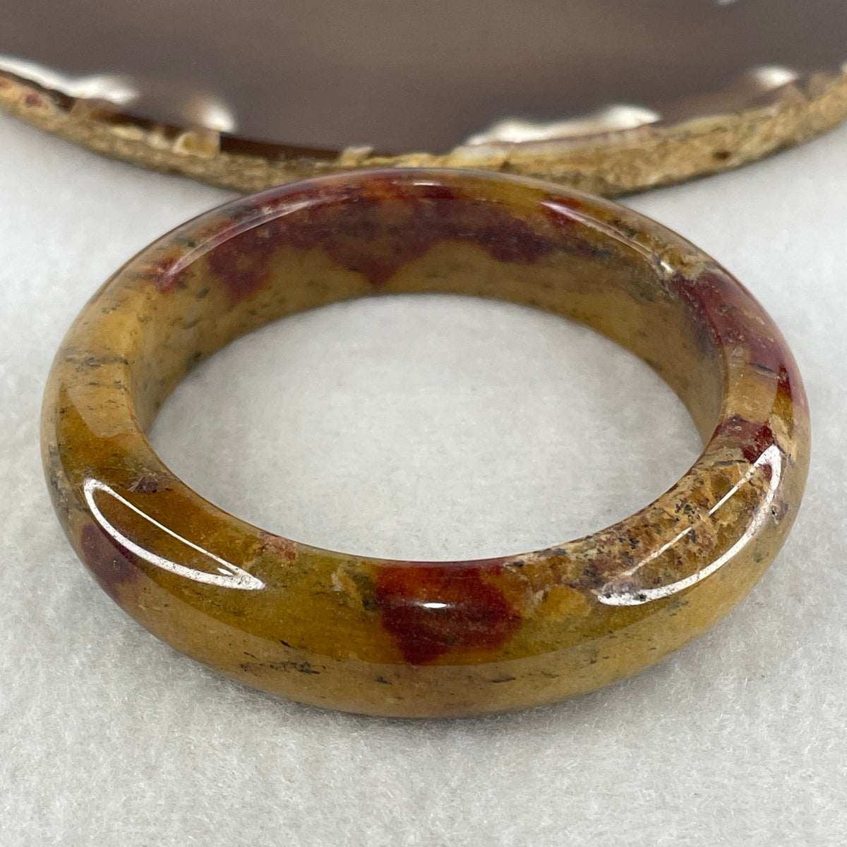 Natural Brown & Red Agate Chalcedony Bangle |(51.73g | 53.4mm | 14.6x8.6mm | Very Very Slight Internal Line | Grounding, Courage, Longevity & Prosperity Magnet)
