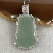Natural Type A Semi Icy Blueish Green Jadeite Wushipai Necklace in S925 Silver | (17.84g | 42cm S925 | 37.0 x 24.0 x 2.0mm | Unobstructed Peace & Supreme Protection Anchor, Feng Shui Harmony & Executive Calm Necklace) - Huangs Jadeite and Jewelry Pte Ltd