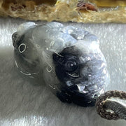 Type A Wuji Black Grey Patches Jadeite Male Pixiu Pendant Charm 8.96g 25.4 by 14.9 by 12.7mm - Huangs Jadeite and Jewelry Pte Ltd