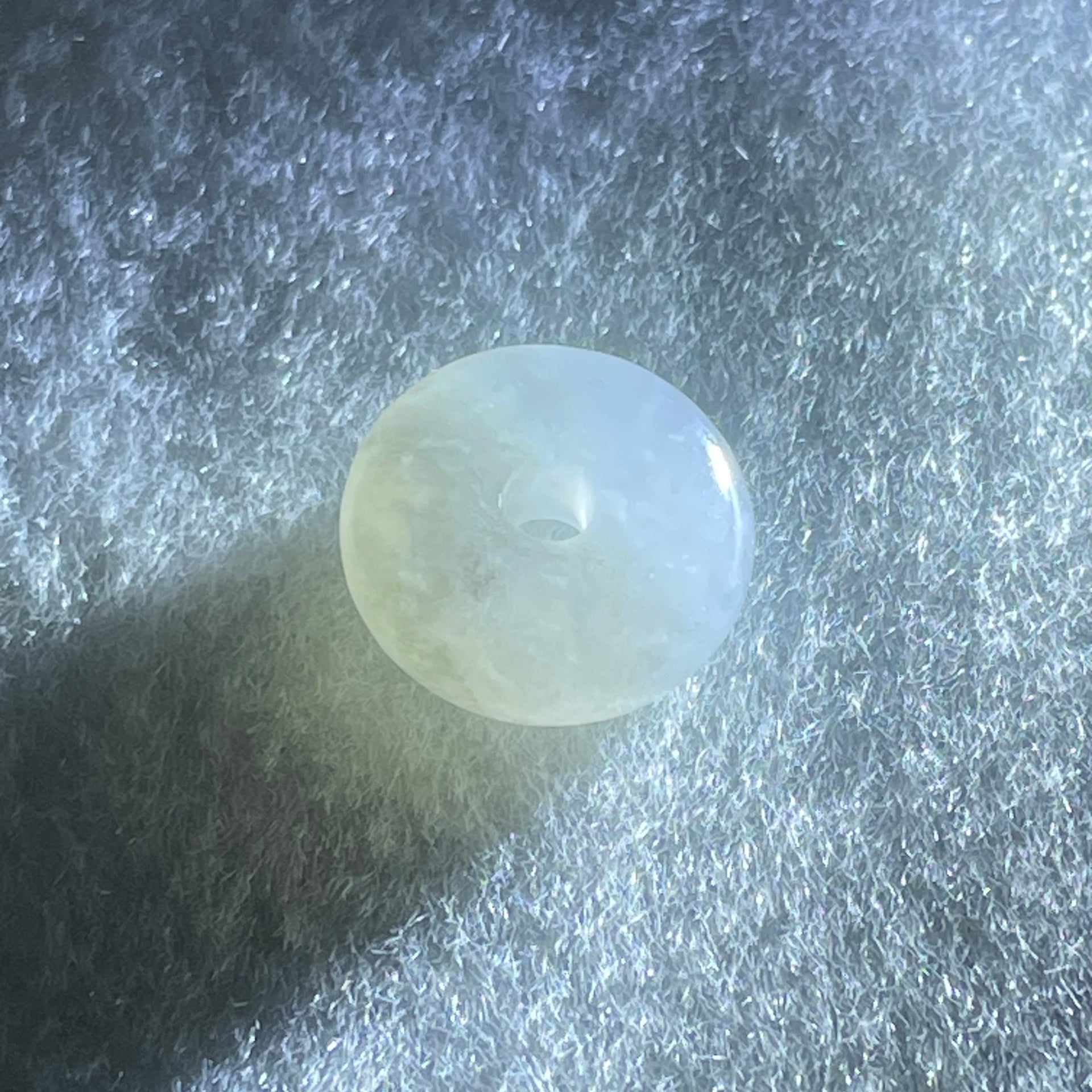 Type A Semi Icy Light Lavender With Wuji Grey Jadeite Ping An Kou Charm/Pendant 2.19g 13.6 by 5.7mm - Huangs Jadeite and Jewelry Pte Ltd