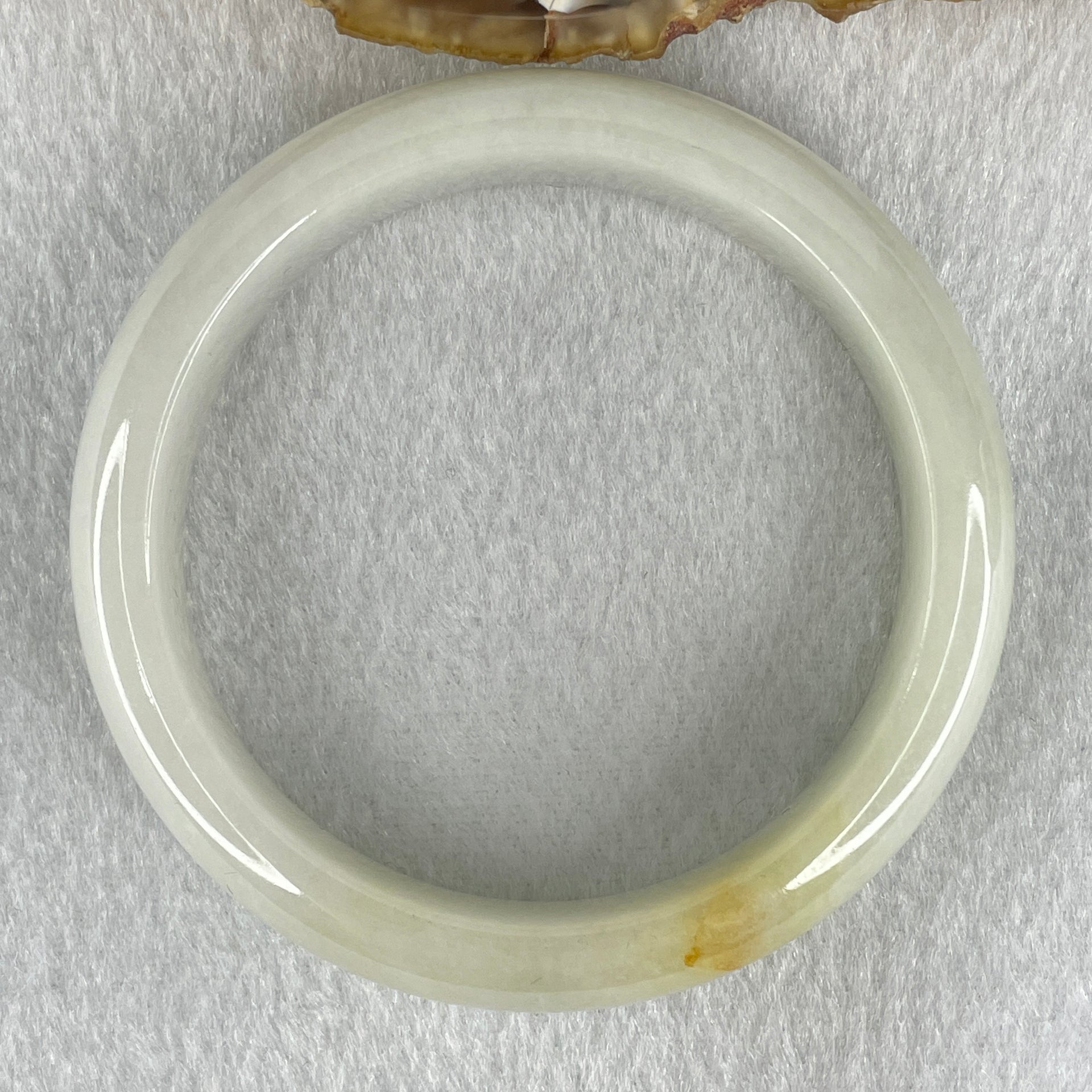 Type A Faint Green with Faint Lavender and Yellow Spot Jadeite Bangle 53.71g Internal Diameter 54.0mm 13.9 by 7.7mm (Very Slight Internal Lines) - Huangs Jadeite and Jewelry Pte Ltd