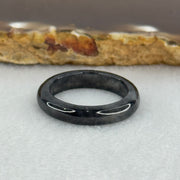 Type A Icy Wuji Black Grey Jadeite Ring 2.58g 4.3 by 3.3mm US 7.75 HK 17 (Very Slight Fine Internal Lines) - Huangs Jadeite and Jewelry Pte Ltd