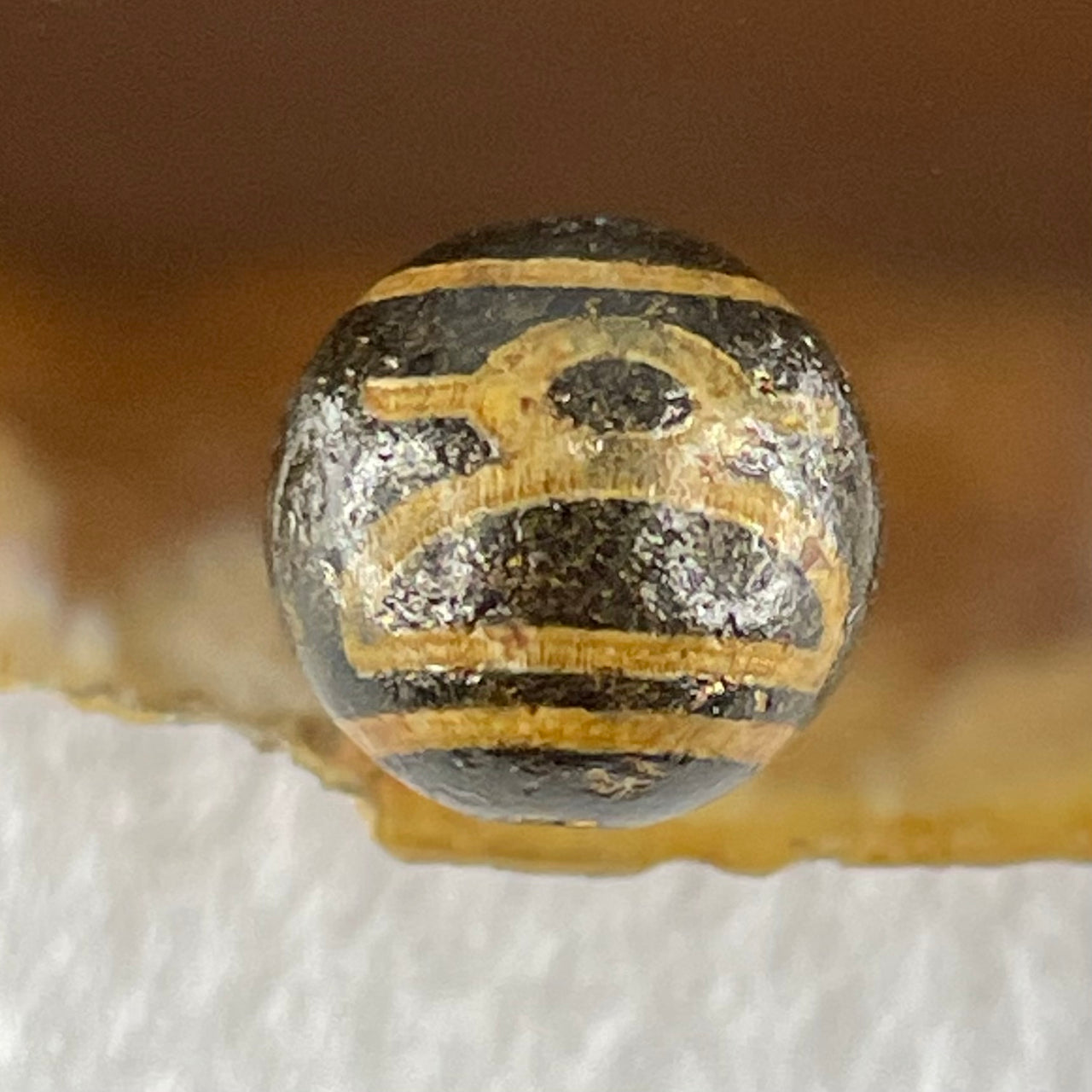 Natural Powerful Tibetan Old Oily Agate 5 Cai Shen Dzi Bead Heavenly Master (Tian Zhu) 1.47g 10.0 by 10.2mm - Huangs Jadeite and Jewelry Pte Ltd