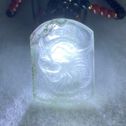 Above Average Grade Natural Green Phantom Quartz Tiger Pendant with Onyx Beads Necklace 28.56g 33.4 by 23.7 by 10.0mm - Huangs Jadeite and Jewelry Pte Ltd